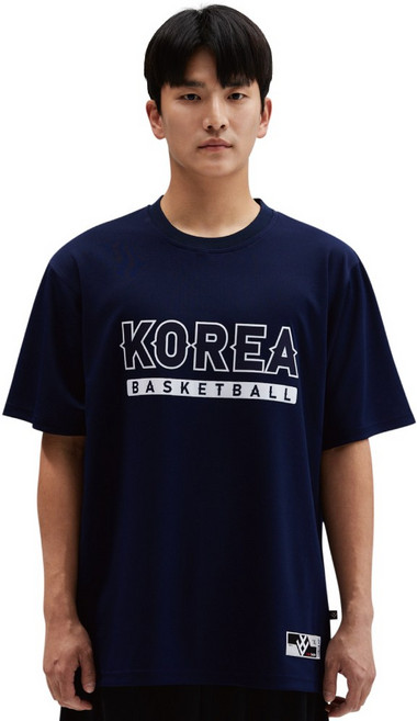 [버저비터] 농구 반팔 네이비 화이트 KOREA 내셔널 로고 티셔츠