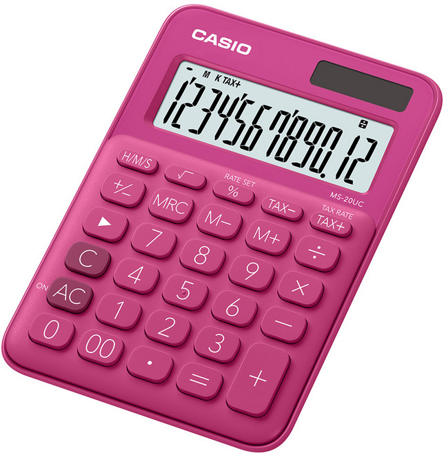 카시오 컬러 계산기 MS-20UC, 레드, 1개