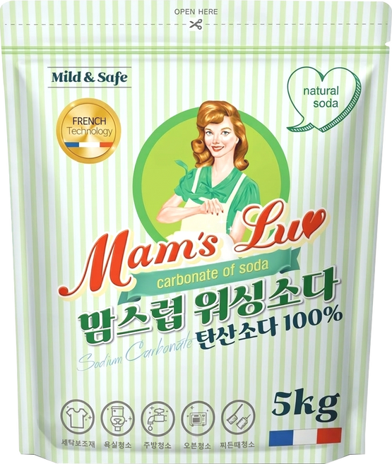 맘스럽 워싱소다 탄산소다 초강력 세탁보조제 100% 탈취인증, 5kg, 1개