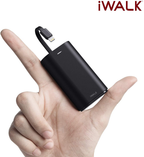 아이워크 휴대용 초고속 충전기 iPhone 내장 케이블 USB C타입 포트 9000mAh 초소형 보조 배터리, Black
