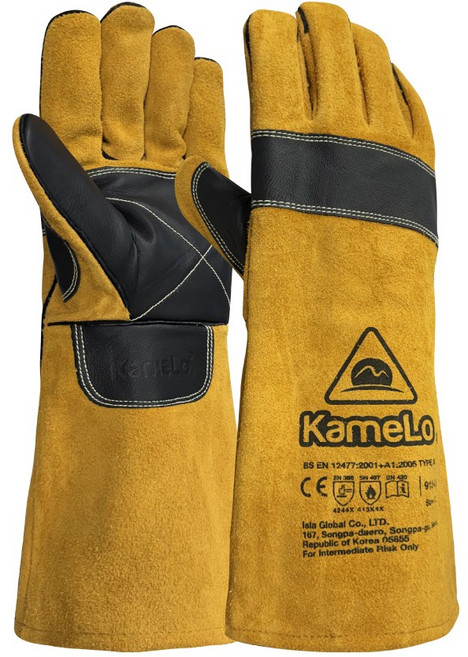 카멜로 3중원단 가죽 아크 산소 용접 장갑 915-LB, TAN, 1세트
