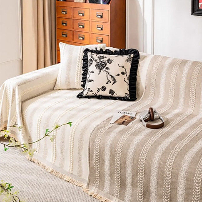 이지몰 북유럽 감성 소파커버 블랭킷 덮개, 1개, 아이보리