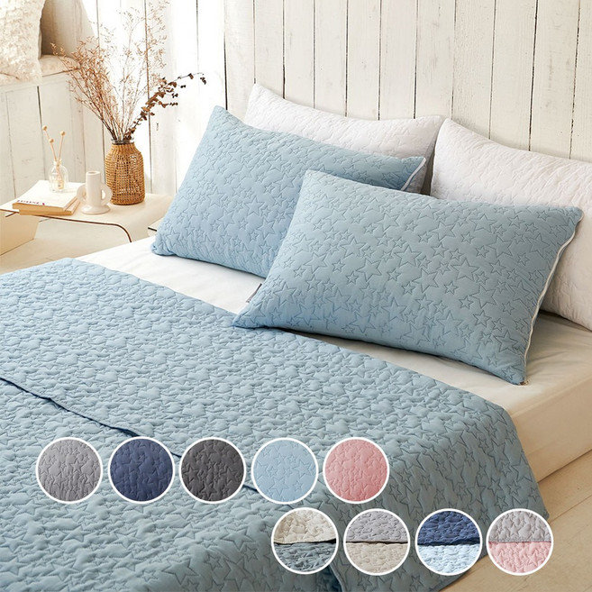 데시뉴 에센스 항균 누빔 이불겸 침대패드 스프레드, 01.블루