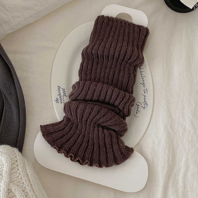 小不點兒 抽條襪套 純色針織豎條紋 女款秋季新款韓版簡約堆堆襪