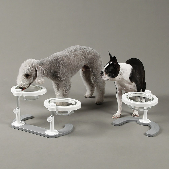 리틀팩토리 대형 강아지 식기 고양이 밥그릇 기본형 2구 세트 5color, 유리, 1개, 화이트 기본형