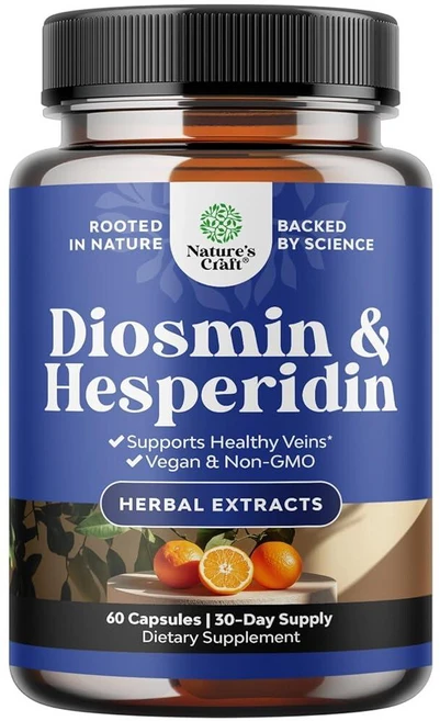 Natures Craft Diosmin 헤스페리딘 1000mg 복합체 성인용 - 정맥류 비터 오렌지 보충제 다리 및 발 혈액 시트러스 아우란티움의 디오스민 보충제 60개, 1, 60 - 쿠팡
