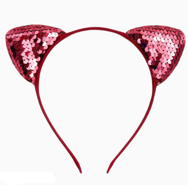 스팡클 고양이머리띠, 1개, 와인레드