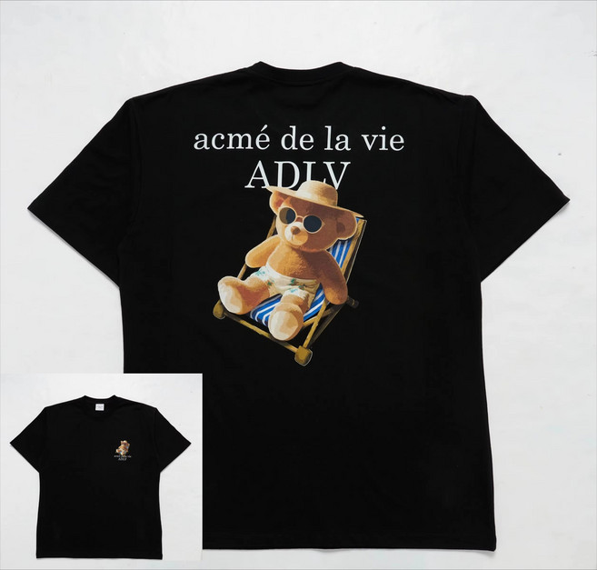 귀여운반팔티 동물 캐릭터 곰돌이 여름 티셔츠 ADLV Y2k 만화 곰 인쇄 패션 다목적 여성 캐주얼 커플 반팔 남여 조수