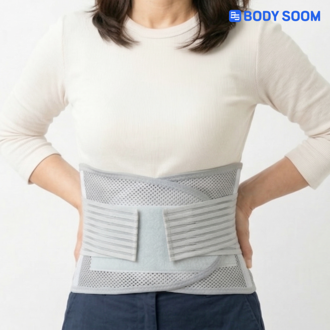 바디숨 얇은 허리보호대 매쉬 고탄력 지지대 편안한 이중압박 여름 허리복대 일상용, 1개