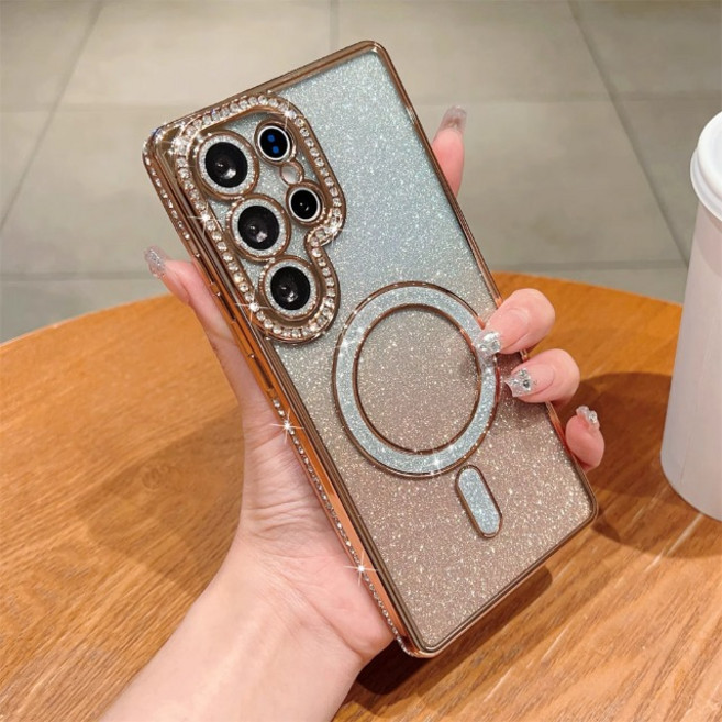 윰스모르 갤럭시 맥세이프 실리콘 휴대폰 케이스 카메라보호 글리터