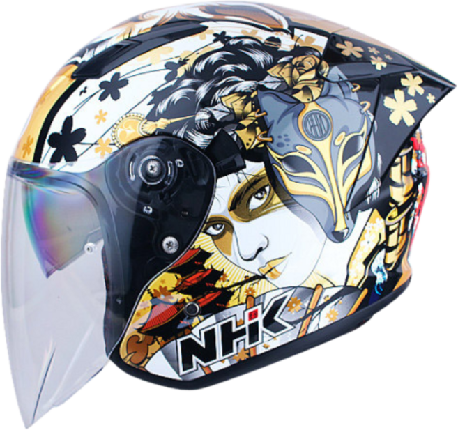 NHK S1 GP PRO 그래픽 시리즈 헬멧 듀얼바이저 오픈 페이스 하이바 오토바이 바이크 닌자 게이샤, 게이샤 블랙골드