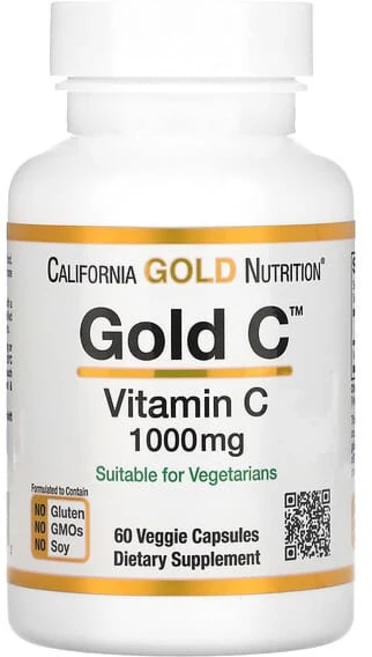 캘리포니아 골드 뉴트리션 비타민C USP 등급 1 000mg 베지캡슐 60정, 5개 - 쿠팡