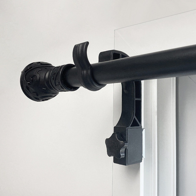 감성다는남자 안뚫어고리 버전4 2개 + 6자 커튼봉 세트, 블랙