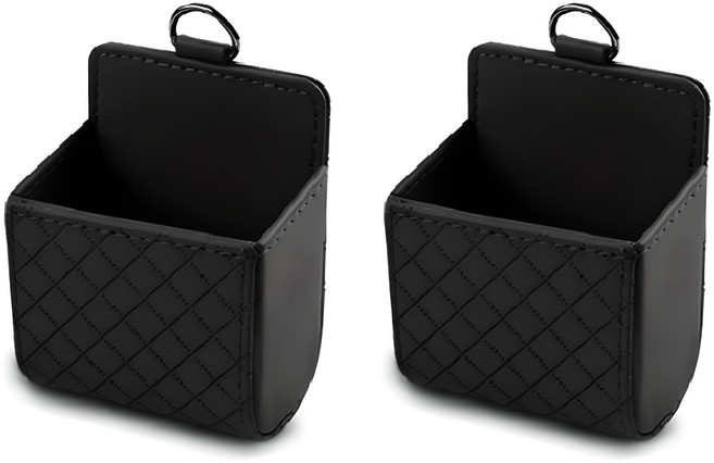 놀자리빙 차량용 송풍구 가죽 포켓, 2개, 블랙