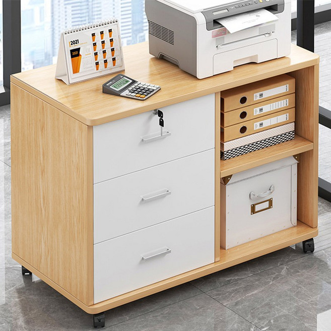 보코토 심플 서랍장 고급 수납장 이동식 캐비넷 수납, 우드화이트