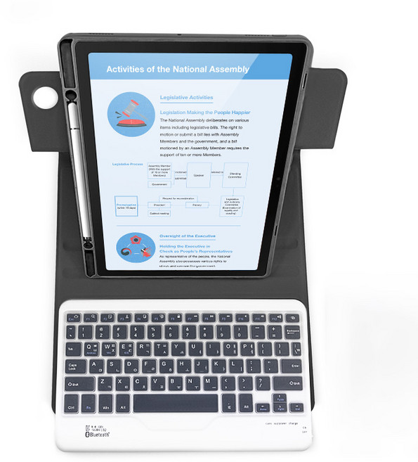 갤럭시탭A8 2022 10.5 호환 콤비 회전 블루투스 키보드 북커버 케이스 x200 x205, 블랙, 1개