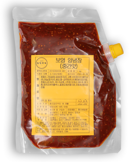 보영만두 쫄면 소스 대용량 (중간맛), 1kg, 1개