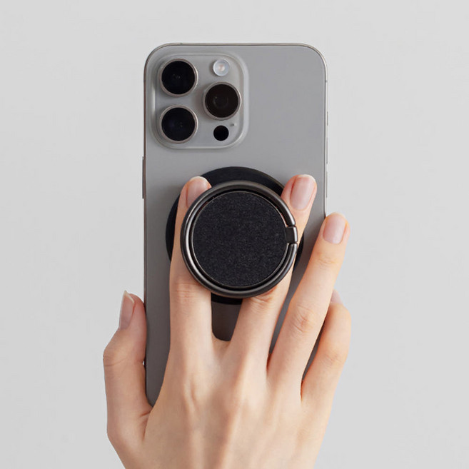 슈퍼쉘 맥세이프 듀얼 스마트링 스마트톡 링 스탠드 그립톡, 블랙