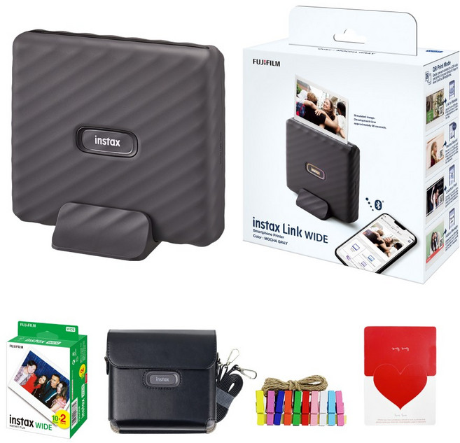 인스탁스 정품 와이드링크 포토프린터+필름20매+전용가방+선물 2종 세트, 모카그레이, 1세트