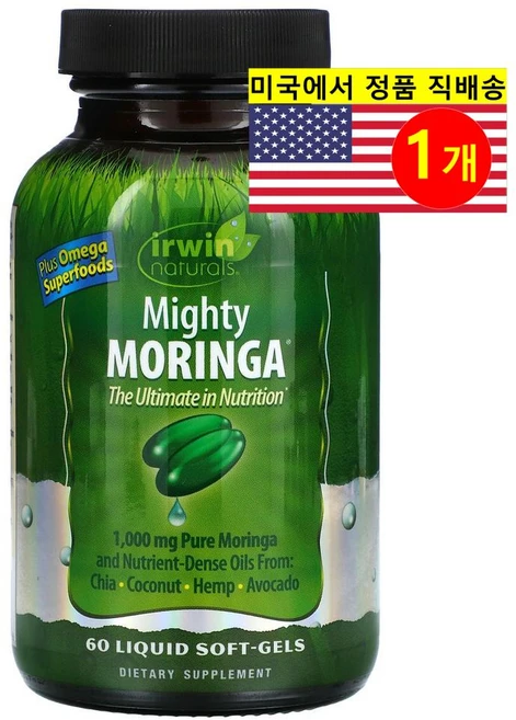 Irwin Naturals 어윈 내추럴스 그린 슈퍼 푸드 마이티 모링가 Mighty Moringa, 1개, 60정 - 쿠팡