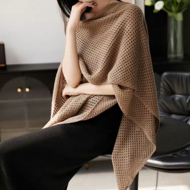 쁘띠꼬모 여성 봄 여름 망토 숄 머플러 케이프 니트 목도리 가디건