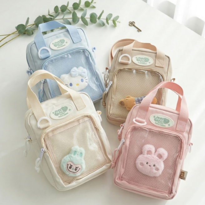 에이플러스랩 투명창 인형 포켓 2WAY 핸드폰 미니 크로스백 초등학생 보조가방 이타백 보조 미니 크로스백