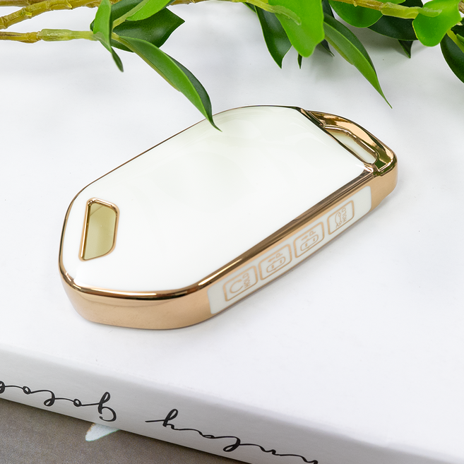 바이어블 기아 호환 자동차 tpu 스마트키 키케이스 키홀더, 기아 8버튼 TA73_화이트골드