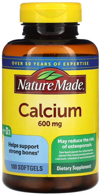 네이처메이드 비타민 D3가 함유된 칼슘 600 mg 100 소프트젤, NDM02508, 1개, 100정 - 쿠팡