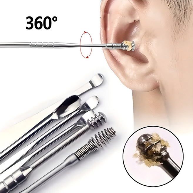 칼리오페 스테인리스 귀이개 실버 6종 세트, 6개입, 1세트