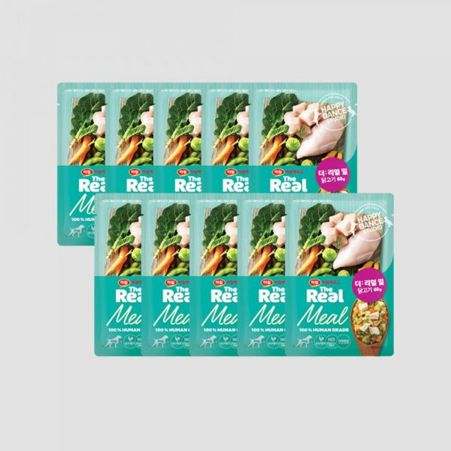 더리얼 밀 닭고기 (60g x 10개) 강아지 화식 습식사료, (그레인프리) 밀 닭고기 60g x 10개, 60g