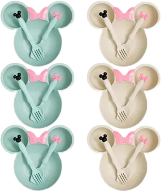 센스터즈 유아식기 생일 답례품 6세트 선물포장 완제품, 6개, 혼합색상(베이지,민트)