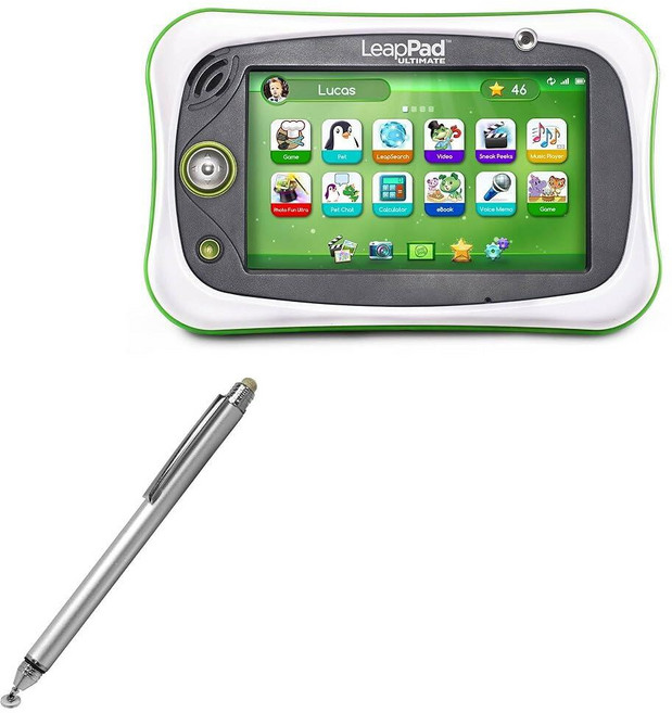 BoxWave Leapfrog LeapPad Ultimate 호환 스타일러스 펜 - 듀얼 팁 정전식 스타일러스 섬유 디스크 메탈릭 실버, BoxWave Leapfrog LeapPad Ultim