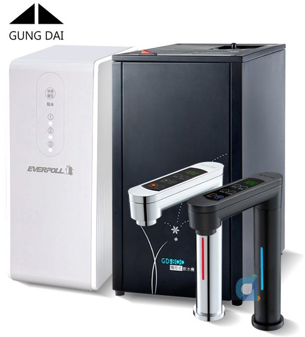 宮黛GD-800 觸控櫥下型冰冷熱三溫飲水機, EVERPOLL RO-600直出純水機,消光黑, GD-800, EVERPOLL RO-600直出純水機