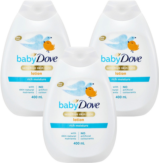 베이비도브 리치 모이스처 유아 바디로션, 400ml, 3개