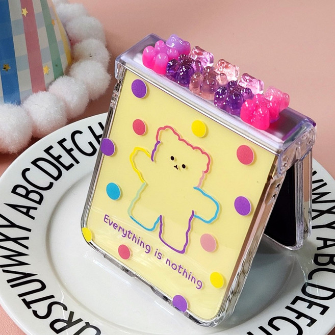 갤럭시Z플립 4 5 6 젤리곰 피규어 컬러 힌지 하드 케이스