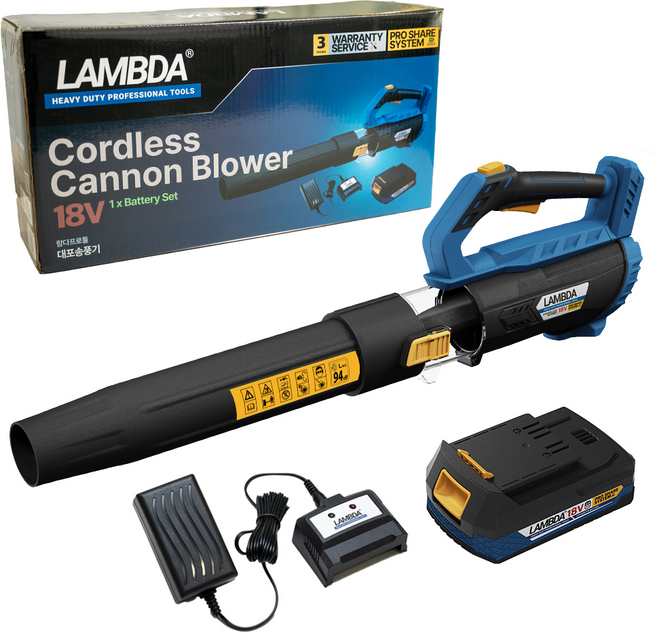 람다프로툴18V 전문가용 대포송풍기 무선 낙엽청소기, 1세트, 본품+배터리(2Ah) 1개 세트