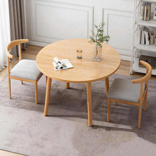 Hive 2인용 원형 식탁 테이블 800 모던 심플 스타일 가정용 식당 탁자, 원목색