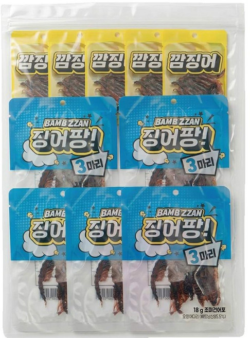징어팡 깜징어 2종 혼합구성 10개입 조미건어포 간식 개별포장, 115g