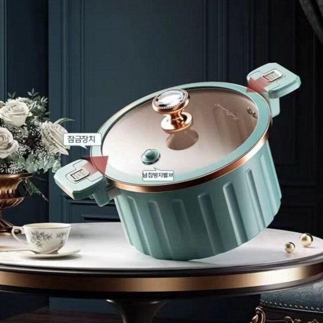 저압냄비 가정용 압력밥솥 압력솥 찜냄비 캠핑용, blue, 1세트, 8000ml