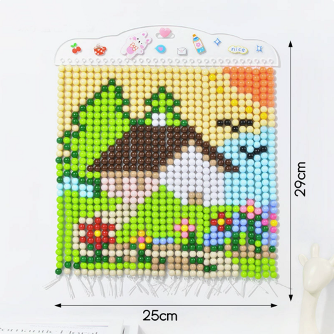 리빙릿 DIY 비즈발 만들기 키트 컬러 구슬 커튼 도안 공예 세트, 1세트, 플라워하우스