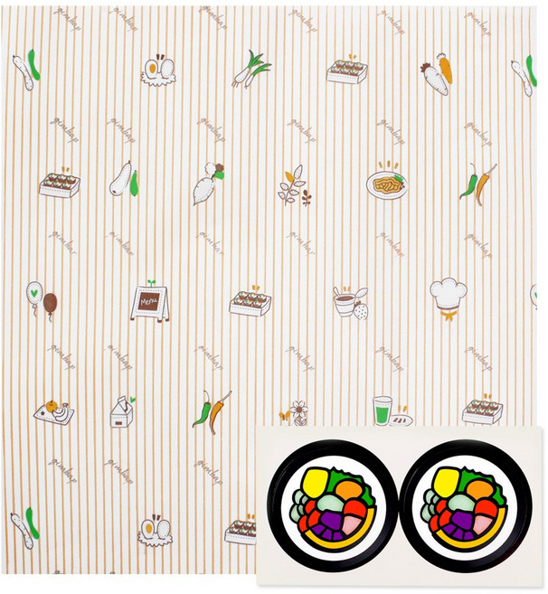 벅스웨이 당근김밥포장지200장+원형김밥스티커 100장, 1세트, 1개