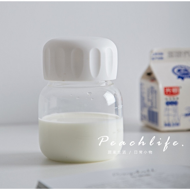 Peachlife 早餐玻璃牛奶杯 可微波, 1個, 獨享1入
