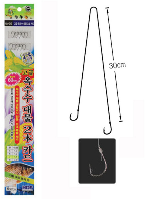 [낚시야놀자] 해동 고급 옥내림 묶음바늘 (2본 5조) 길이 60cm 낚시 낚싯바늘, 1개