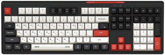 앱코 무선 저소음 블루투스 멤브레인 키보드, 블랙, MK108W, 제조사축