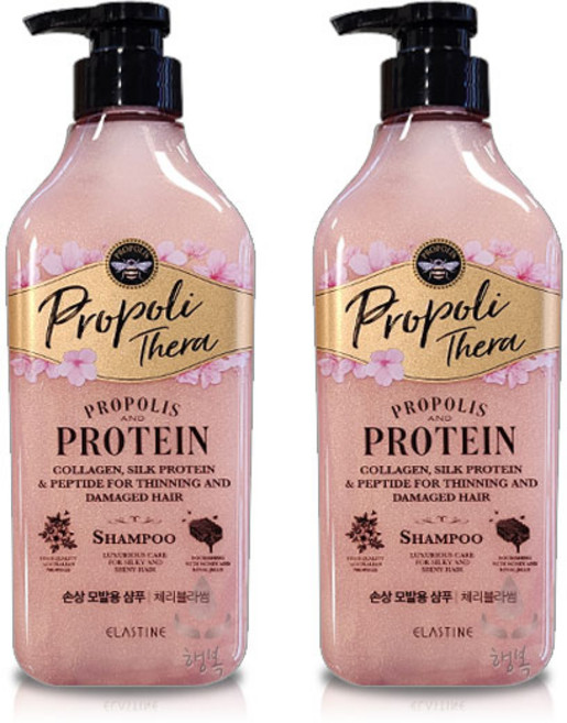 엘라스틴 프로폴리테라 손상모발용 단백질 영양 샴푸 체리블라썸 향, 2개, 500ml