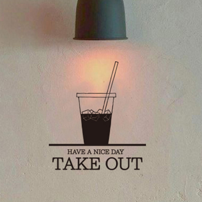 뮤즈 TAKE OUT 인테리어 카페 매장 스티커 시트지, 검정
