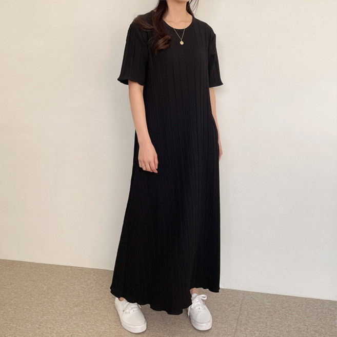마이쏭 여성 빅사이즈 플리츠 주름 루즈핏 체형커버 A라인 클립스주름롱원피스