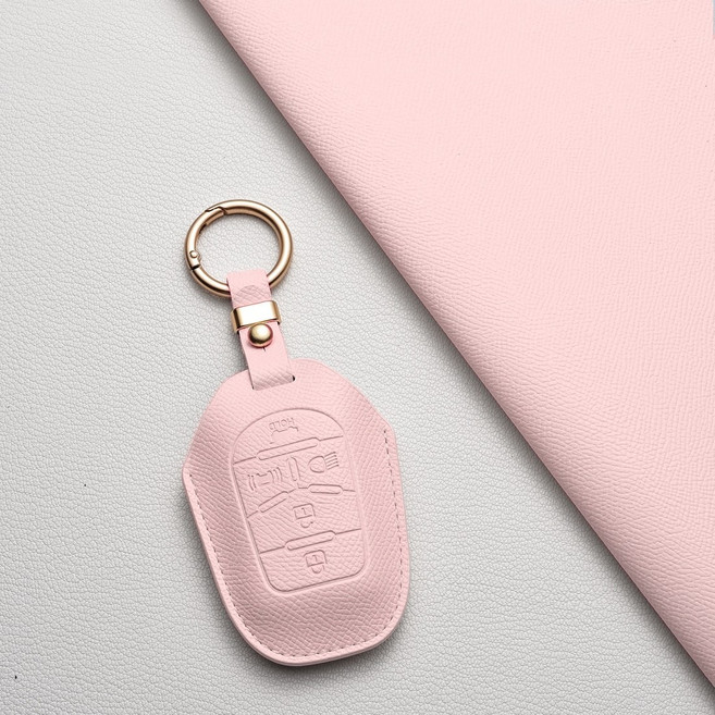 쌍용 B타입 뉴액티언 올뉴 G4 렉스턴 5버튼 스마트키 전용 천연 소가죽 키케이스, 쌍용 B 타입, 피치핑크