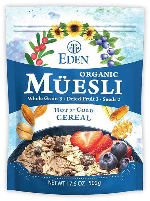 Eden 유기농 뮤즐리 시리얼 뜨겁거나 차갑게 먹기 귀리 호밀 밀 및 스펠트 플레이크 건포도 크랜베리 야생 블루베리 호박 해바라기 씨앗 오버나이트 설탕 없음