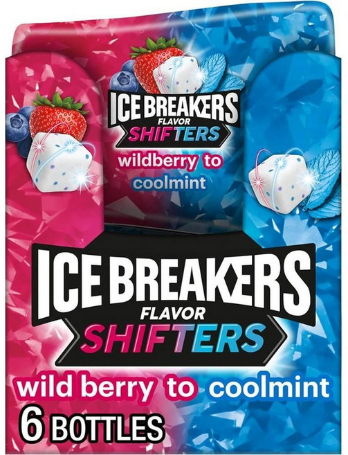 Ice Breakers FLAVOR SHIFTERS 와일드베리에서 쿨 민트로 바뀌는 무설탕 껌 40개입 X 6통 552g 에티켓 깔끔한